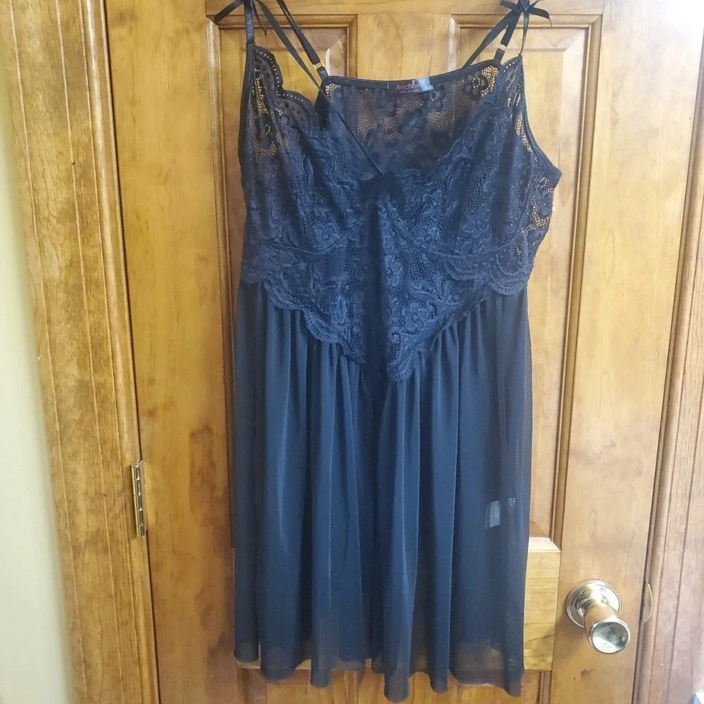 Avid Love Women's Black Lace Babydoll Top Size 18W – Plus Wireless Unlined Sleep